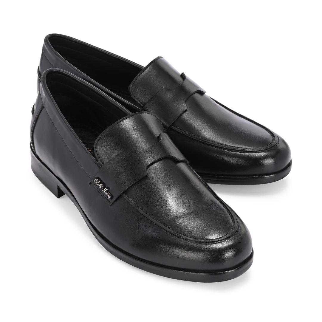 Premium Handmade Leather Black Bally Loafers for Men