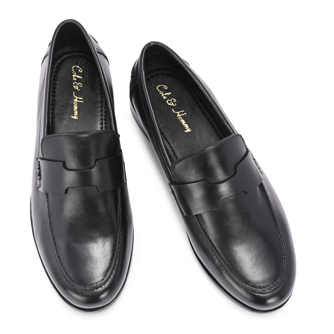 Premium Handmade Leather Black Bally Loafers for Men
