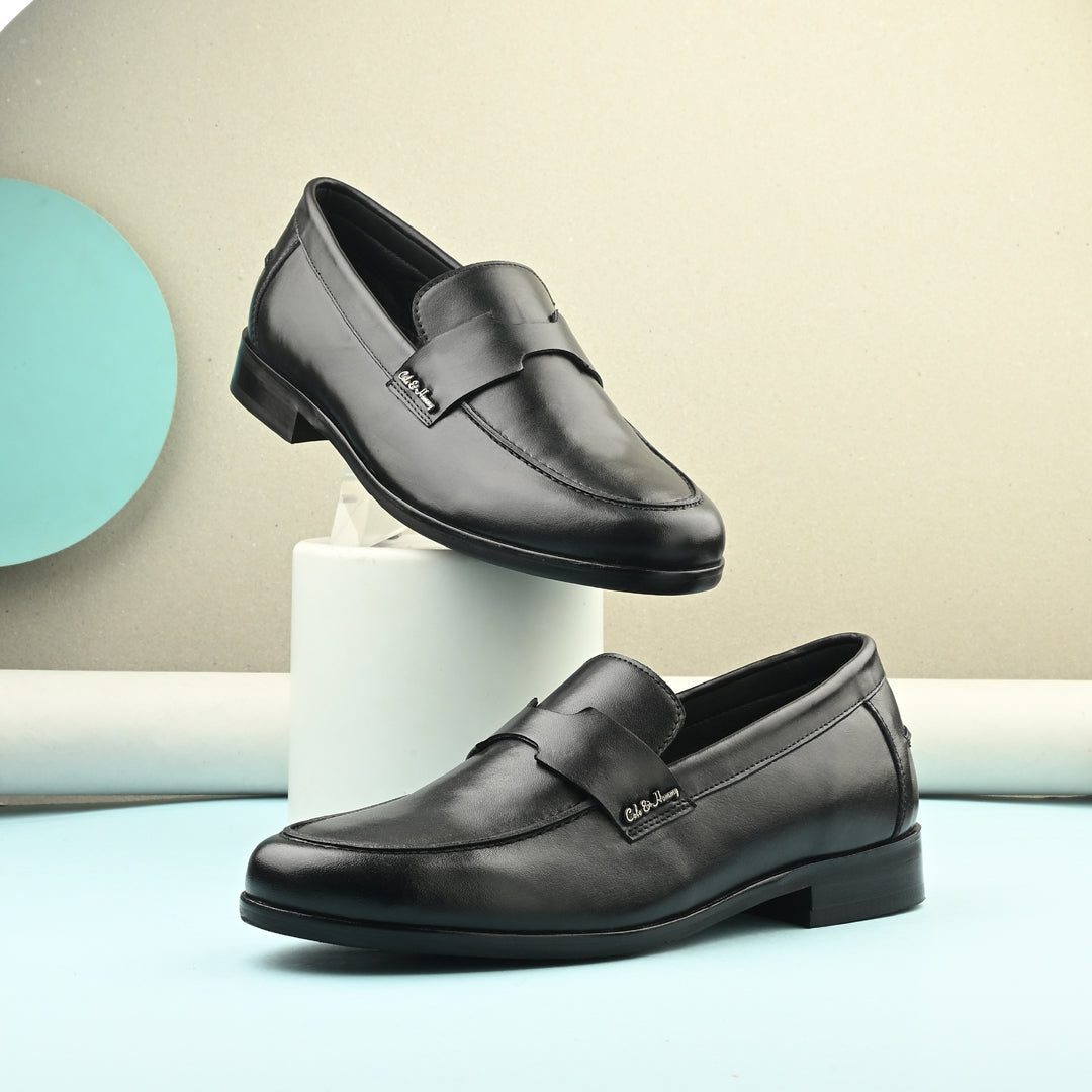 Premium Handmade Leather Black Bally Loafers for Men