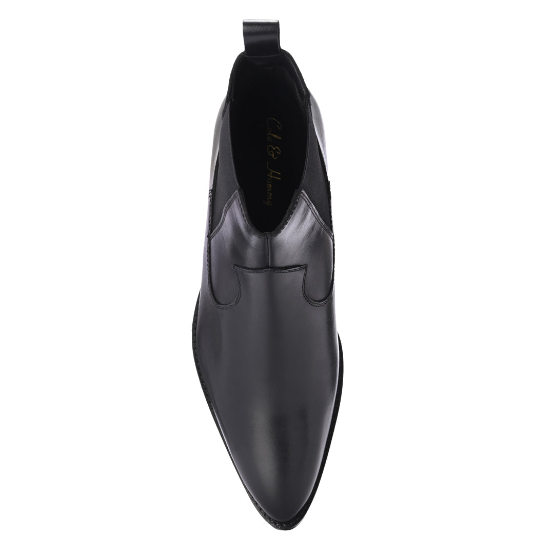 Premium Handmade Leather Black Cuban Heel Chelsea Boots