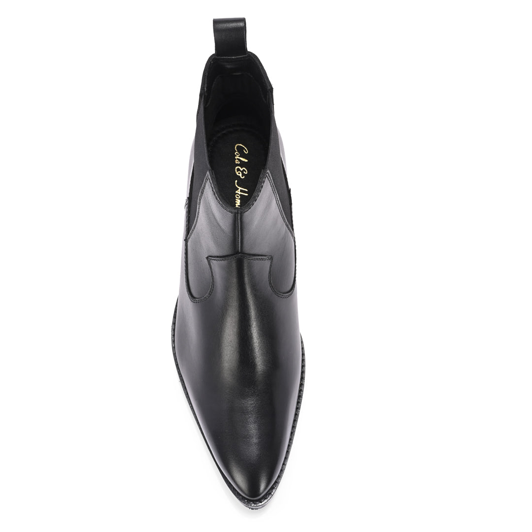 Premium Handmade Leather Black Cuban Heel Chelsea Boots