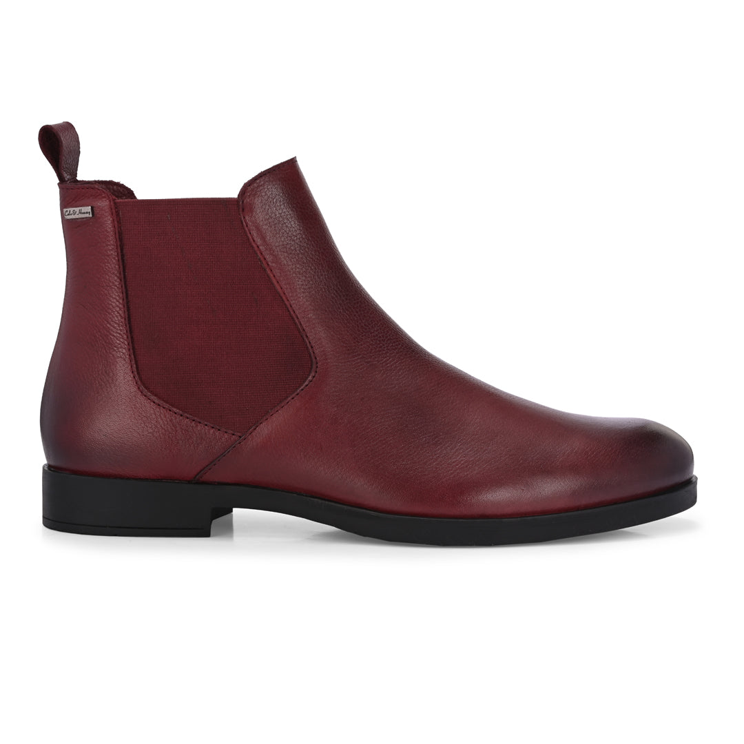 Premium Leather Burgundy Chelsea Boots for Men