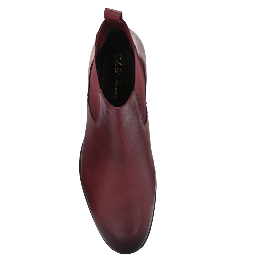 Premium Leather Burgundy Chelsea Boots for Men