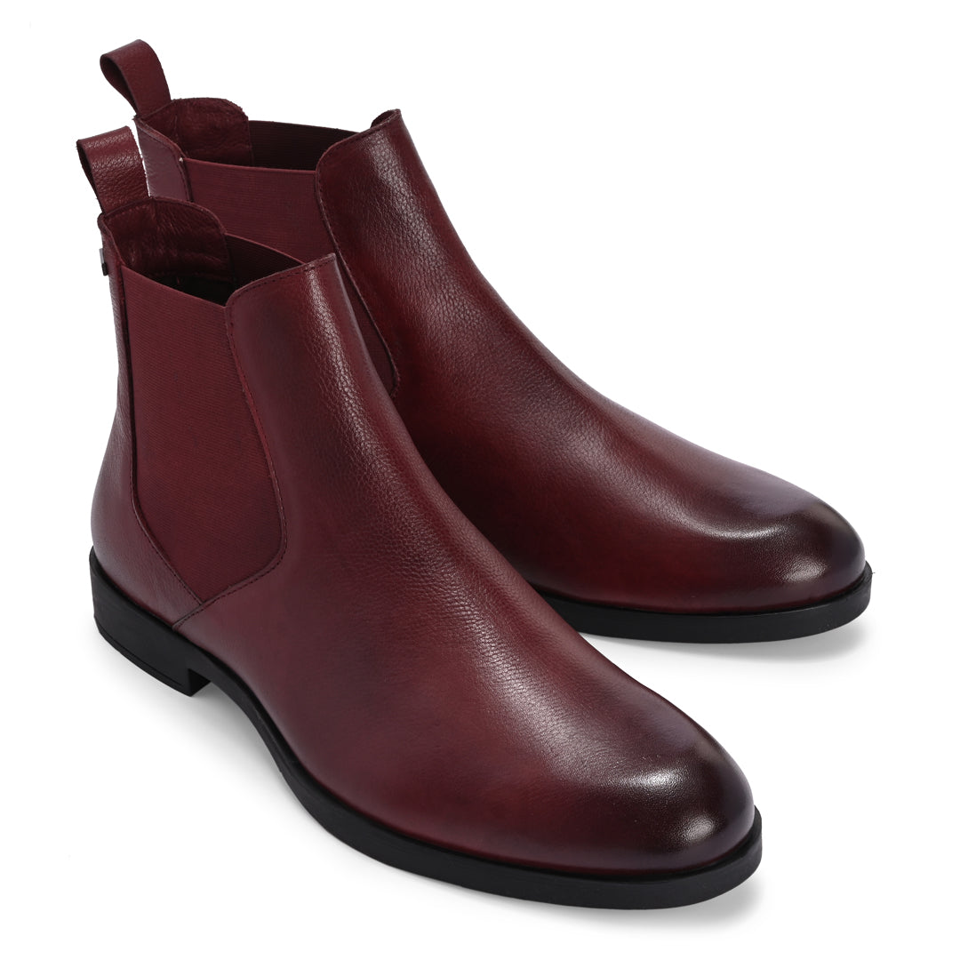 Premium Leather Burgundy Chelsea Boots for Men