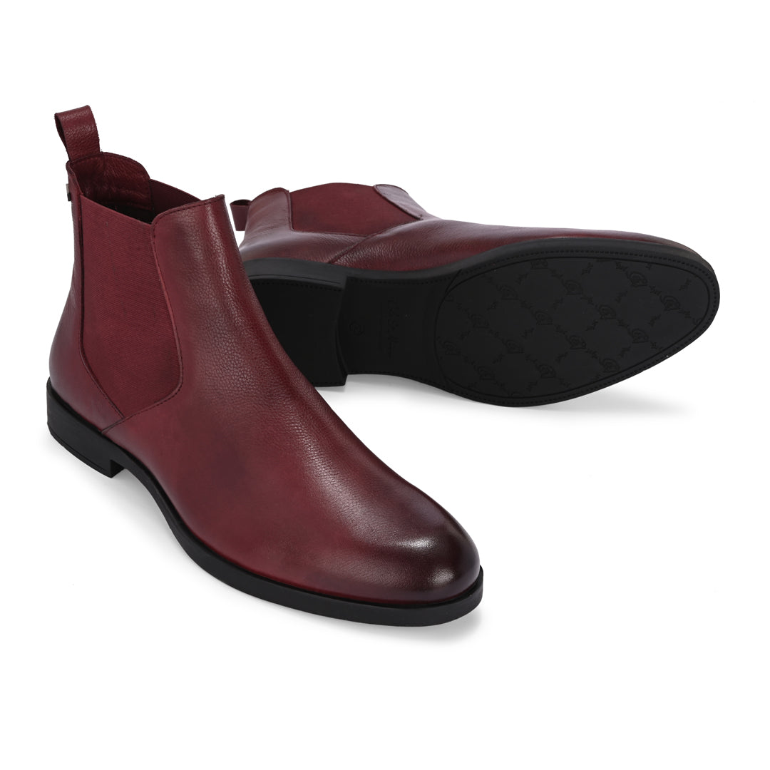 Premium Leather Burgundy Chelsea Boots for Men