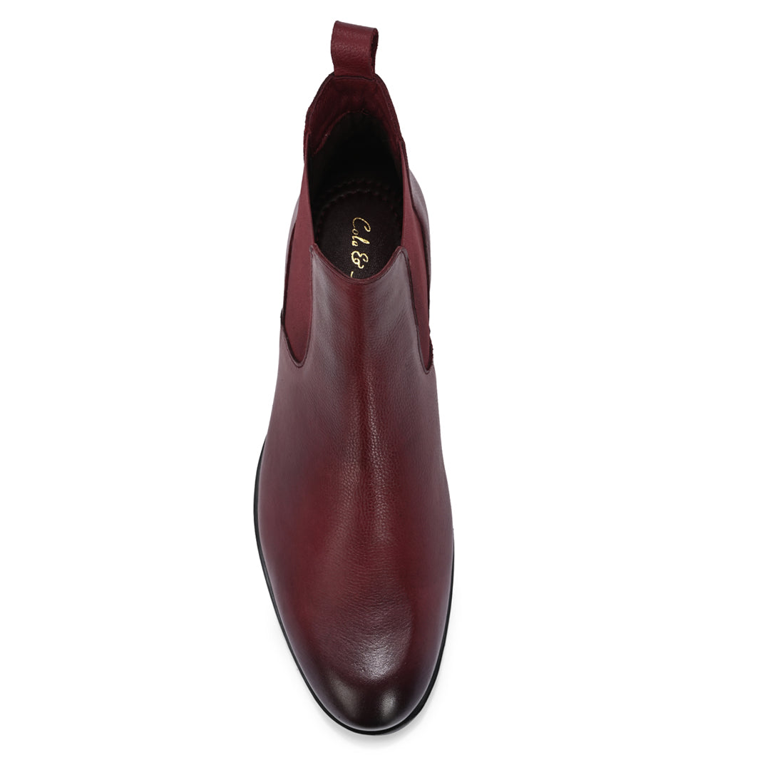 Premium Leather Burgundy Chelsea Boots for Men