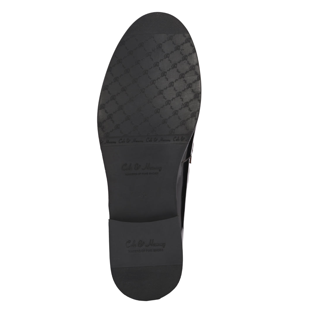 Black & White Patent Leather Handmade Bally Loafer