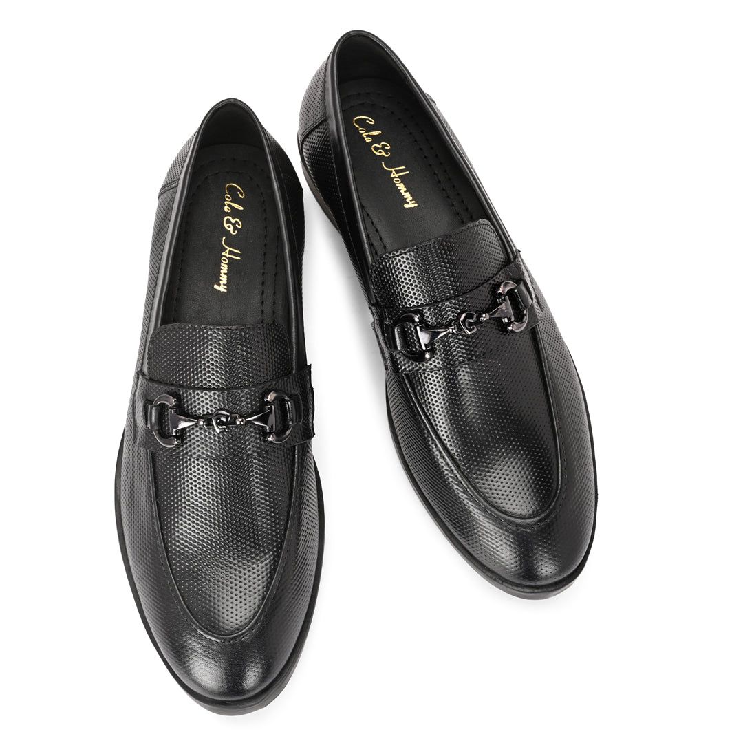 Black Crust Leather Loafer for Men