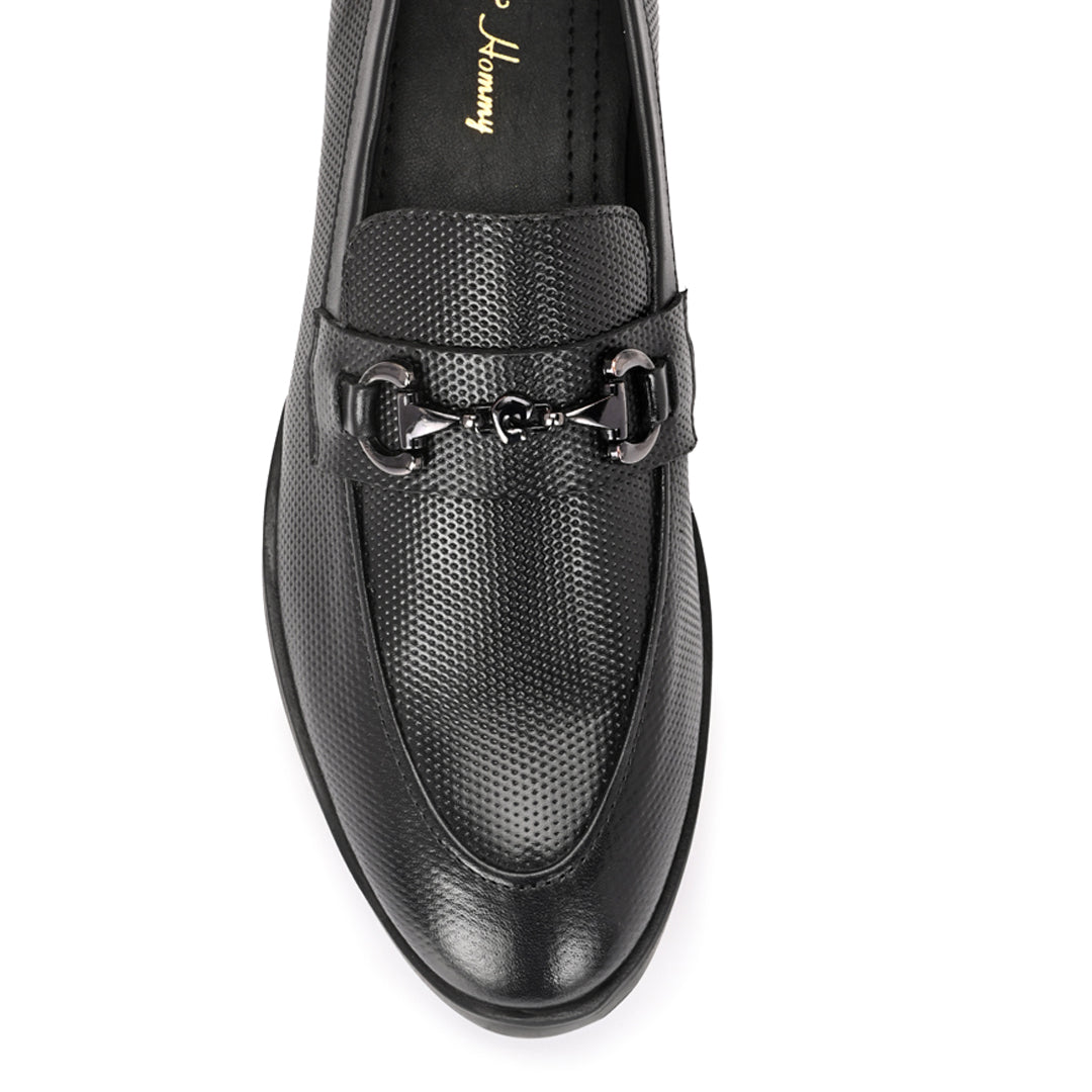 Black Crust Leather Loafer for Men