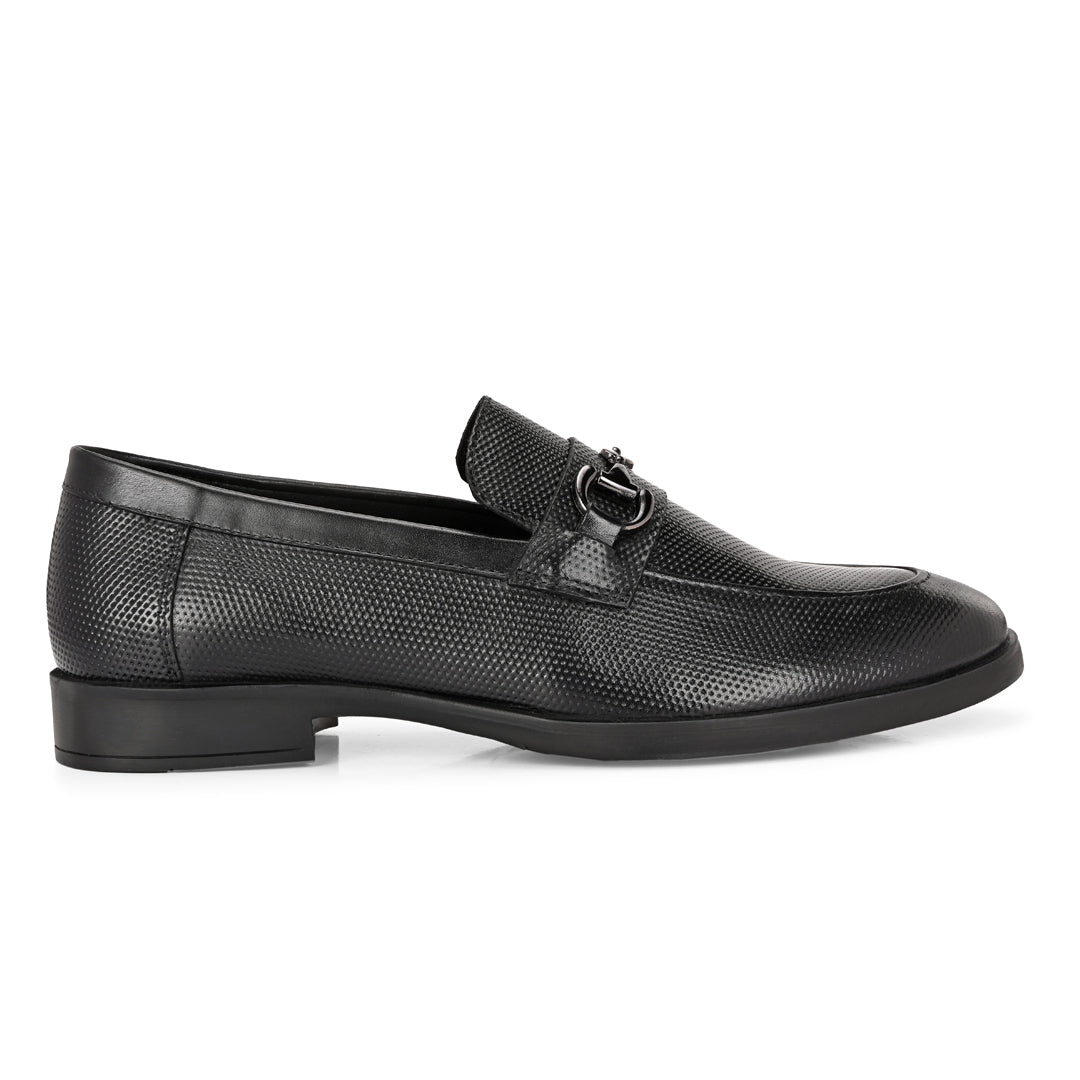 Black Crust Leather Loafer for Men