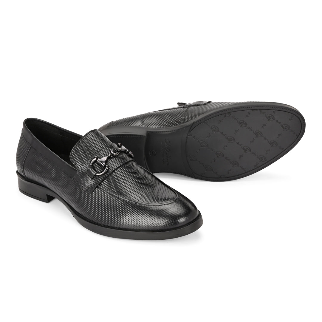 Black Crust Leather Loafer for Men