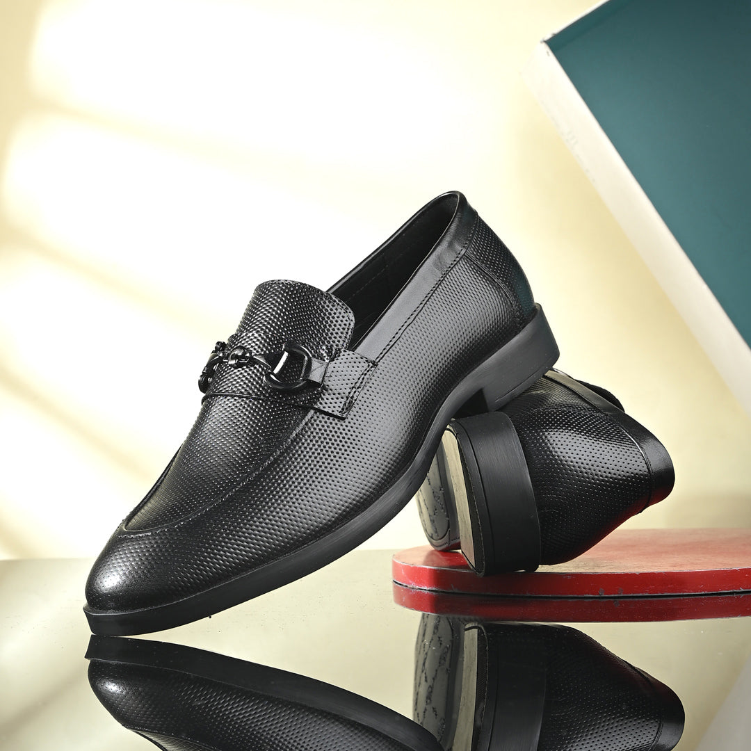 Black Crust Leather Loafer for Men