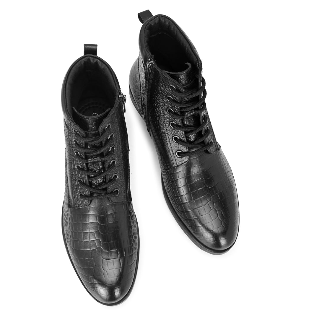 Stylish Black Crust Leather Men's Chelsea Boots