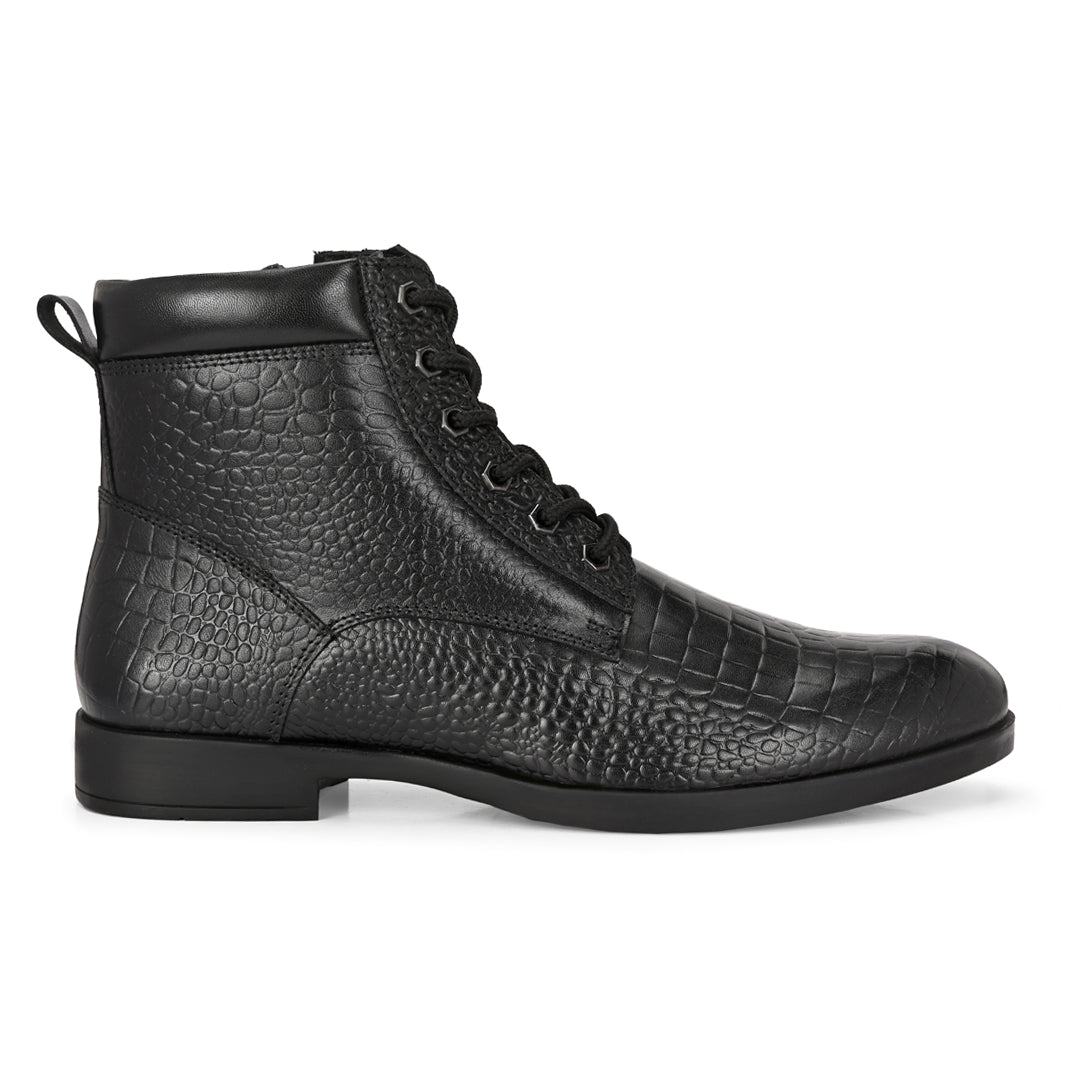 Stylish Black Crust Leather Men's Chelsea Boots