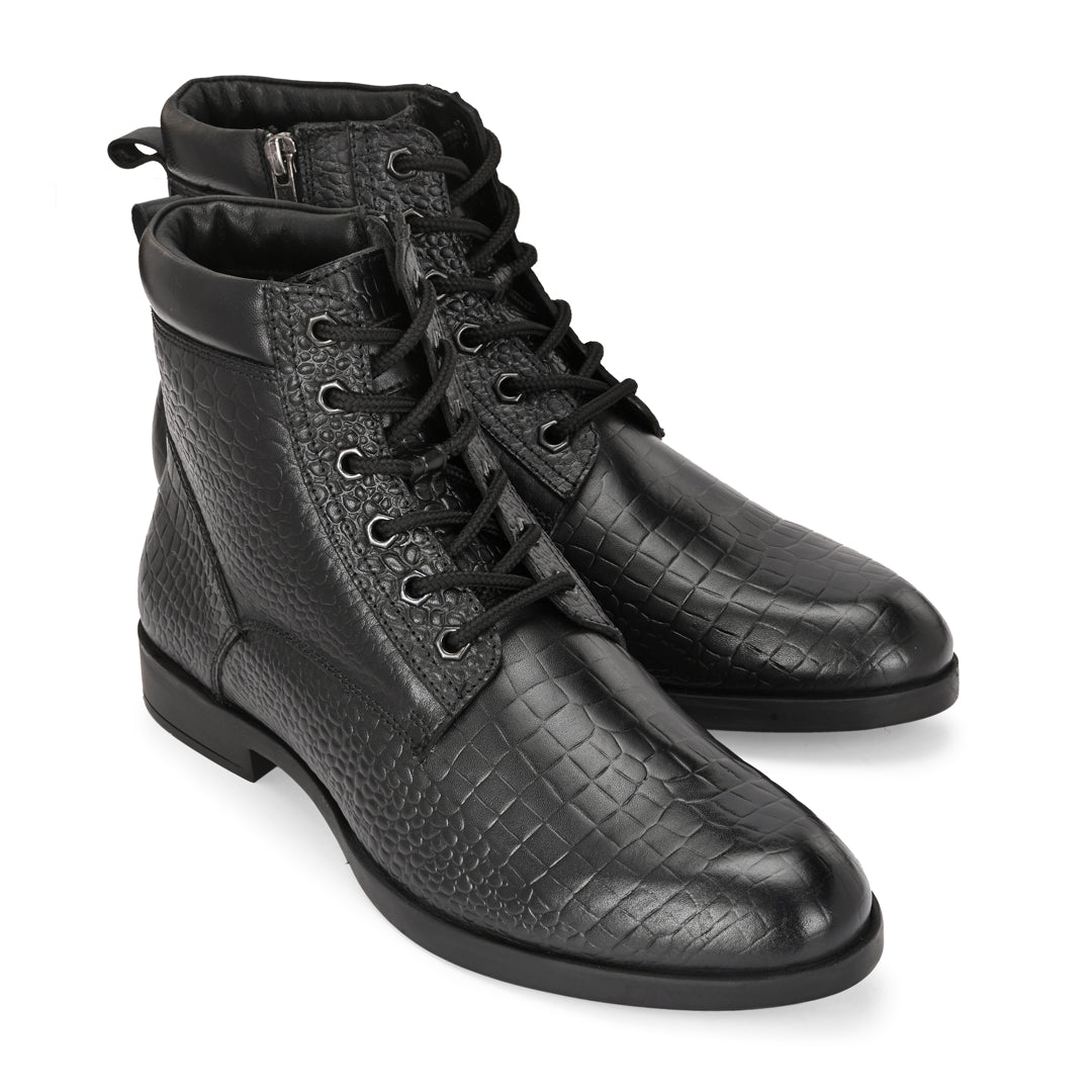 Stylish Black Crust Leather Men's Chelsea Boots