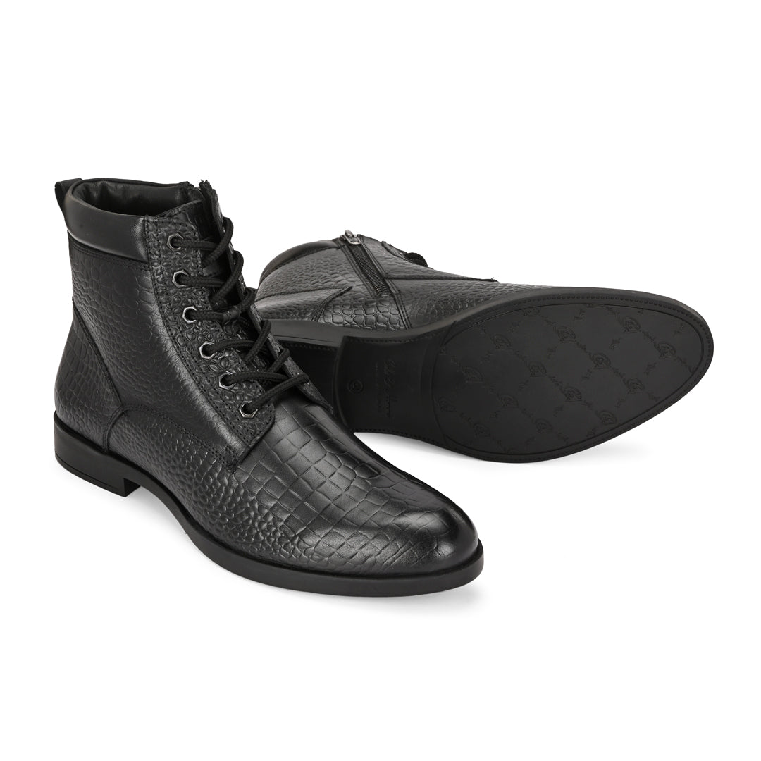 Stylish Black Crust Leather Men's Chelsea Boots