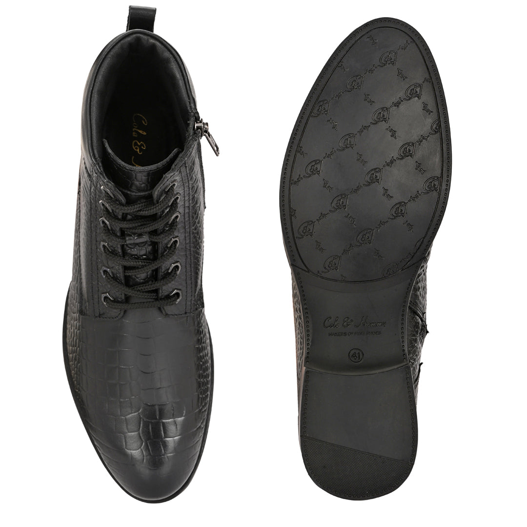 Stylish Black Crust Leather Men's Chelsea Boots