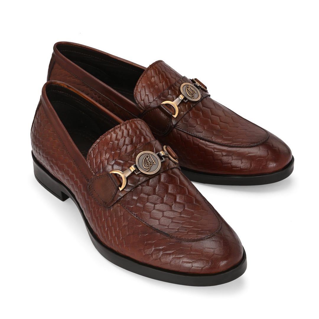 Tan Textured Stylish Men's Loafer