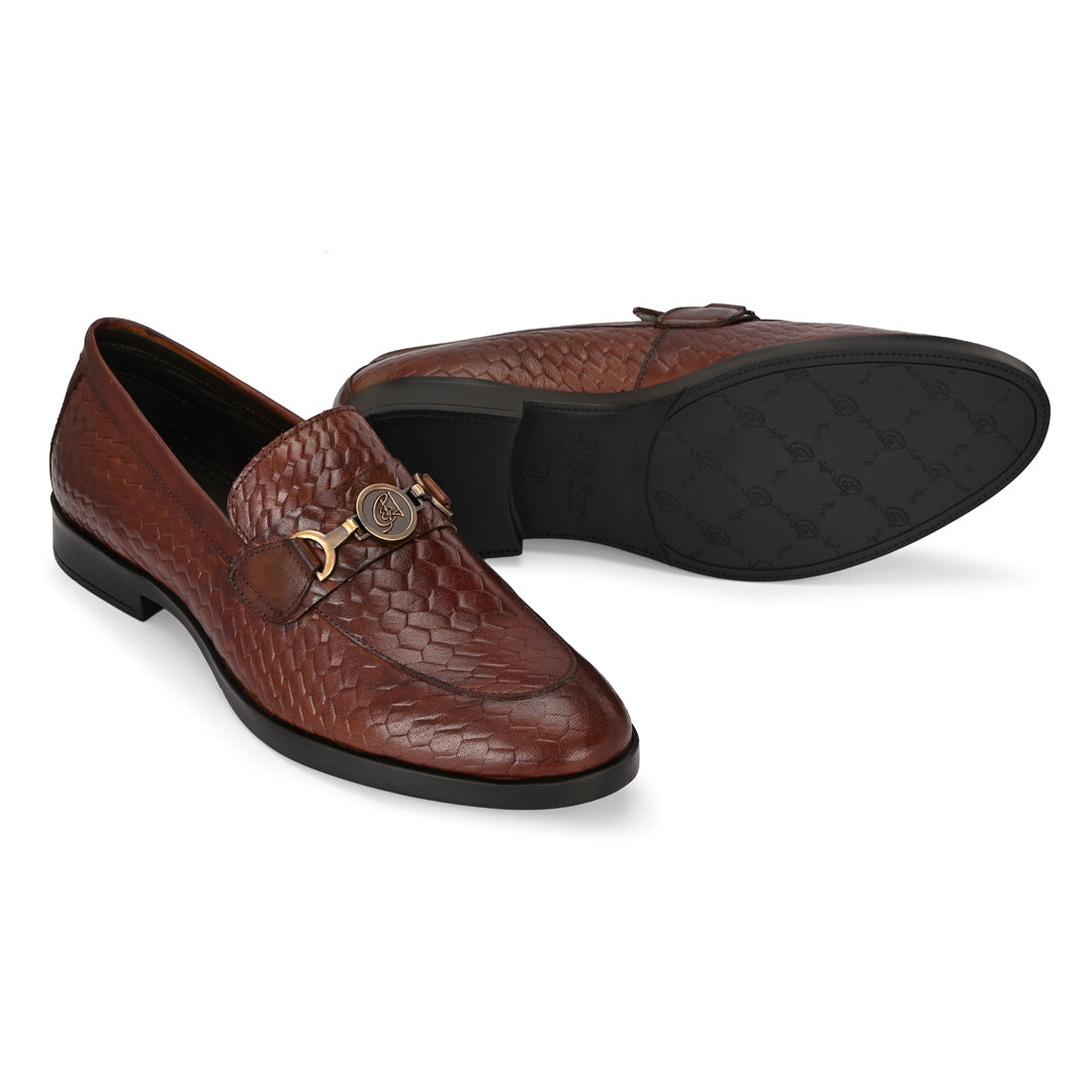 Tan Perforated Leather Men's Loafer