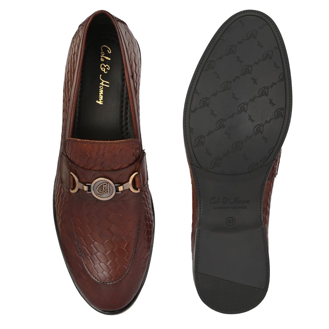 Tan Textured Stylish Men's Loafer