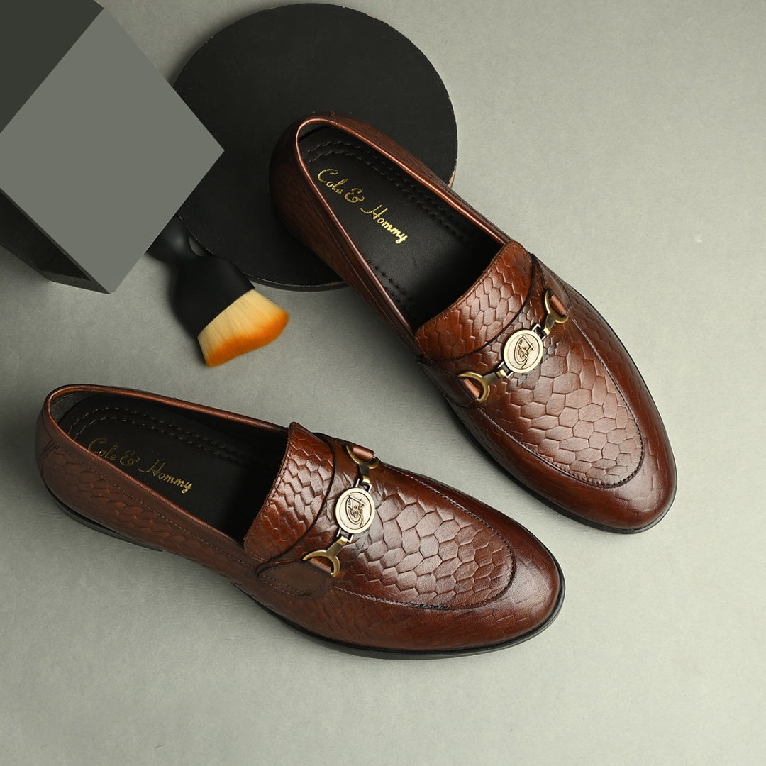 Tan Textured Stylish Men's Loafer