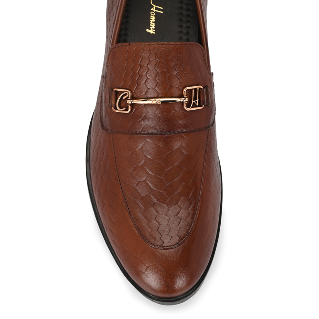 Men's Tan Woven Leather Loafer