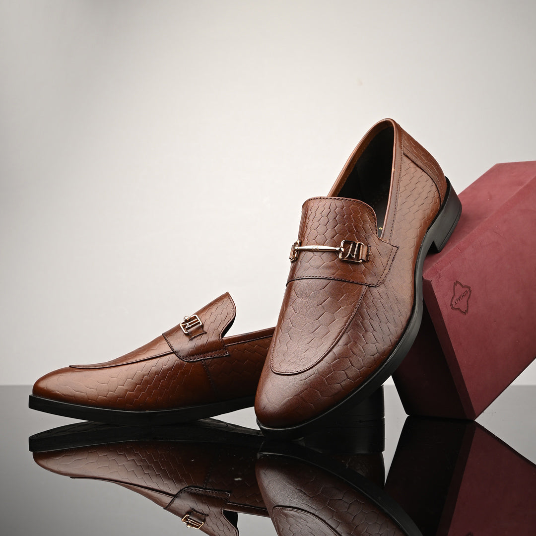 Men's Tan Woven Leather Loafer