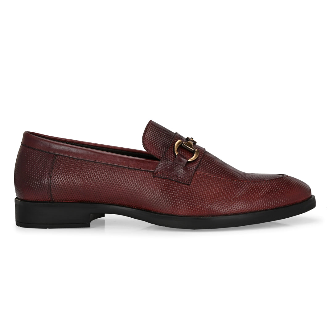 Bordeaux Textured Leather Loafer for Men