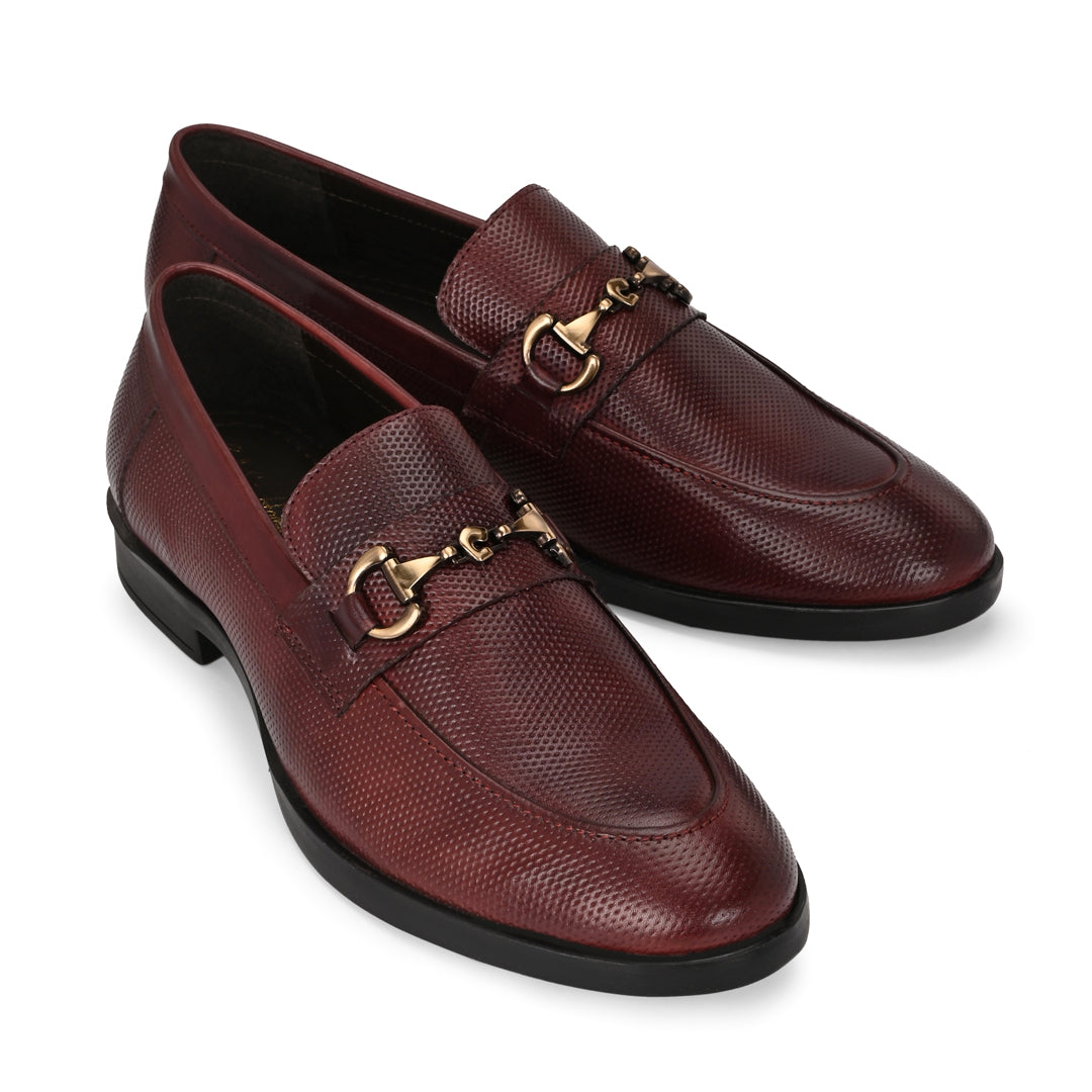 Bordeaux Textured Leather Loafer for Men