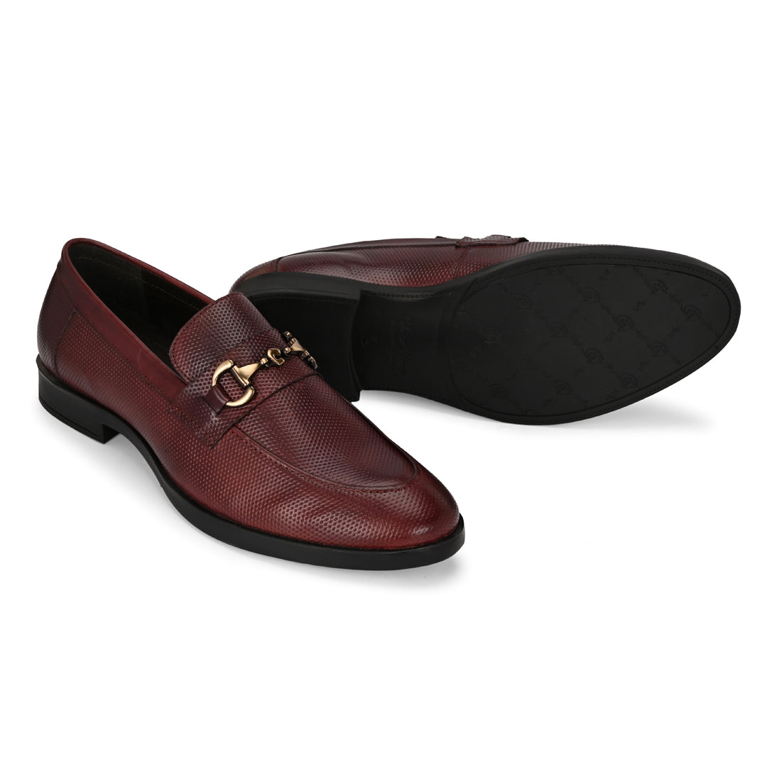 Bordeaux Textured Leather Loafer for Men