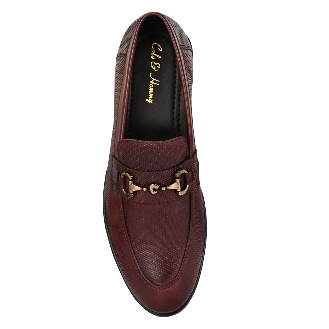 Bordeaux Textured Leather Loafer for Men