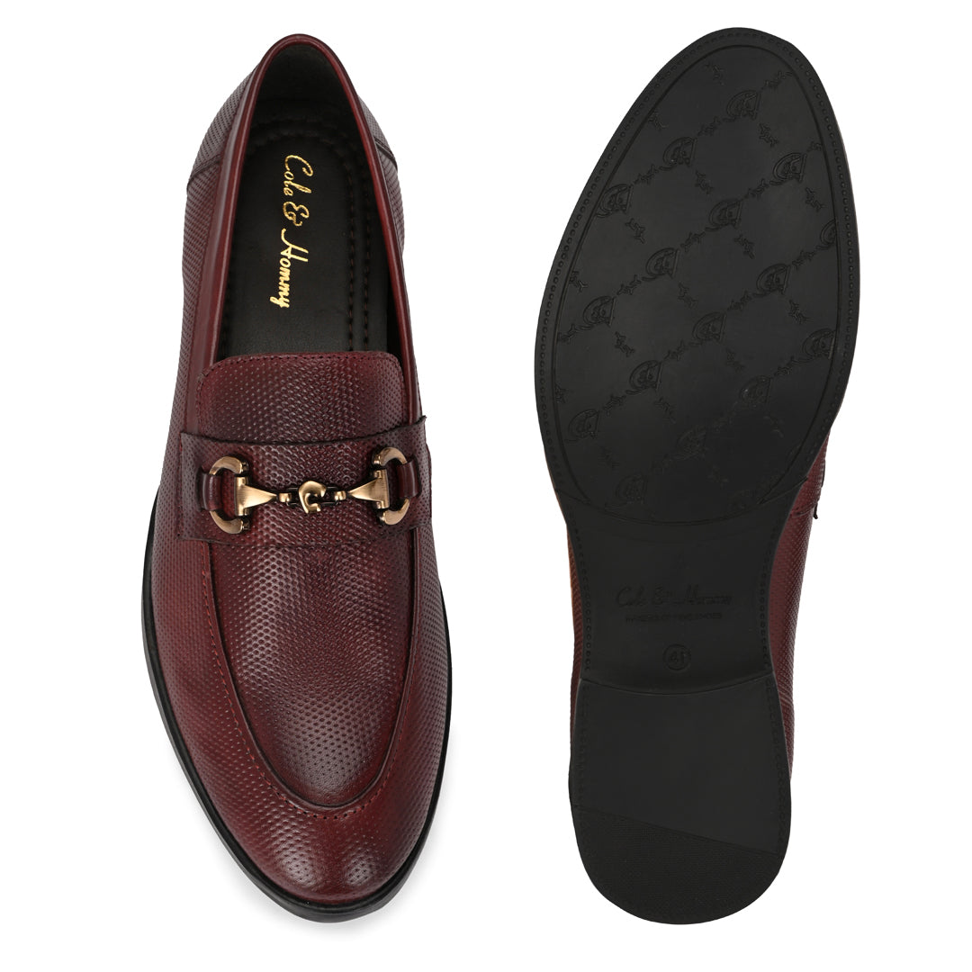 Bordeaux Textured Leather Loafer for Men