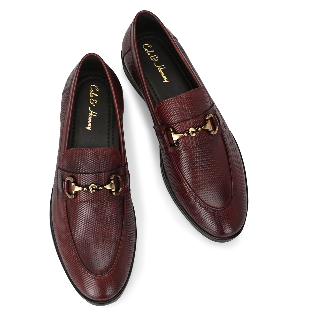 Bordeaux Textured Leather Loafer for Men