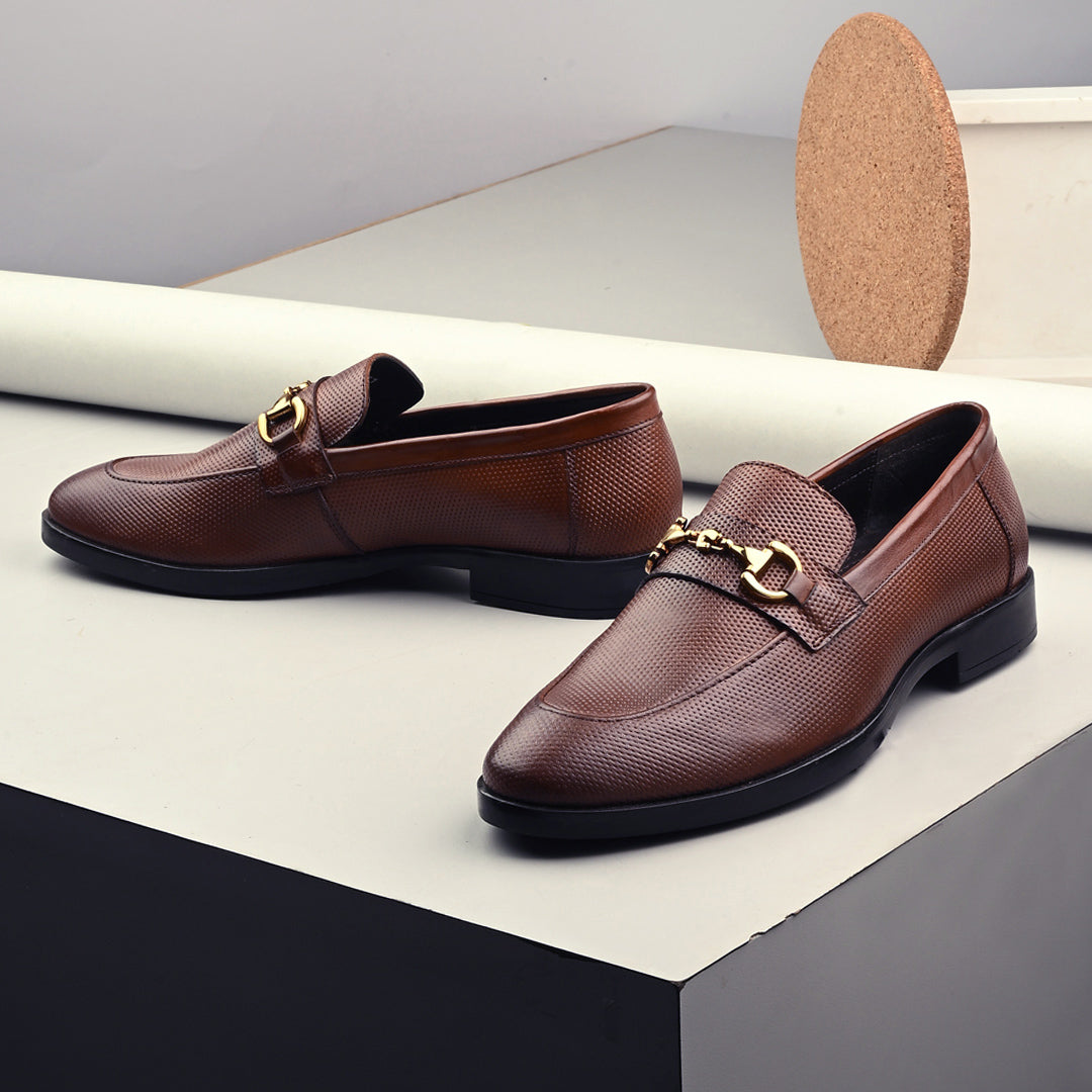 Bordeaux Textured Leather Loafer for Men