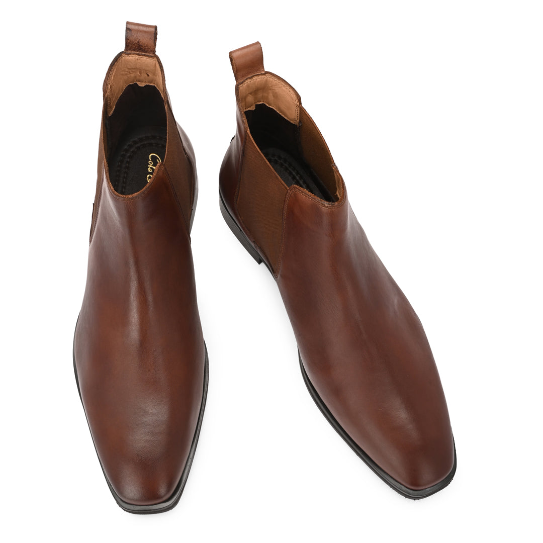 Handcrafted Elegance Tan Leather Chelsea Boots