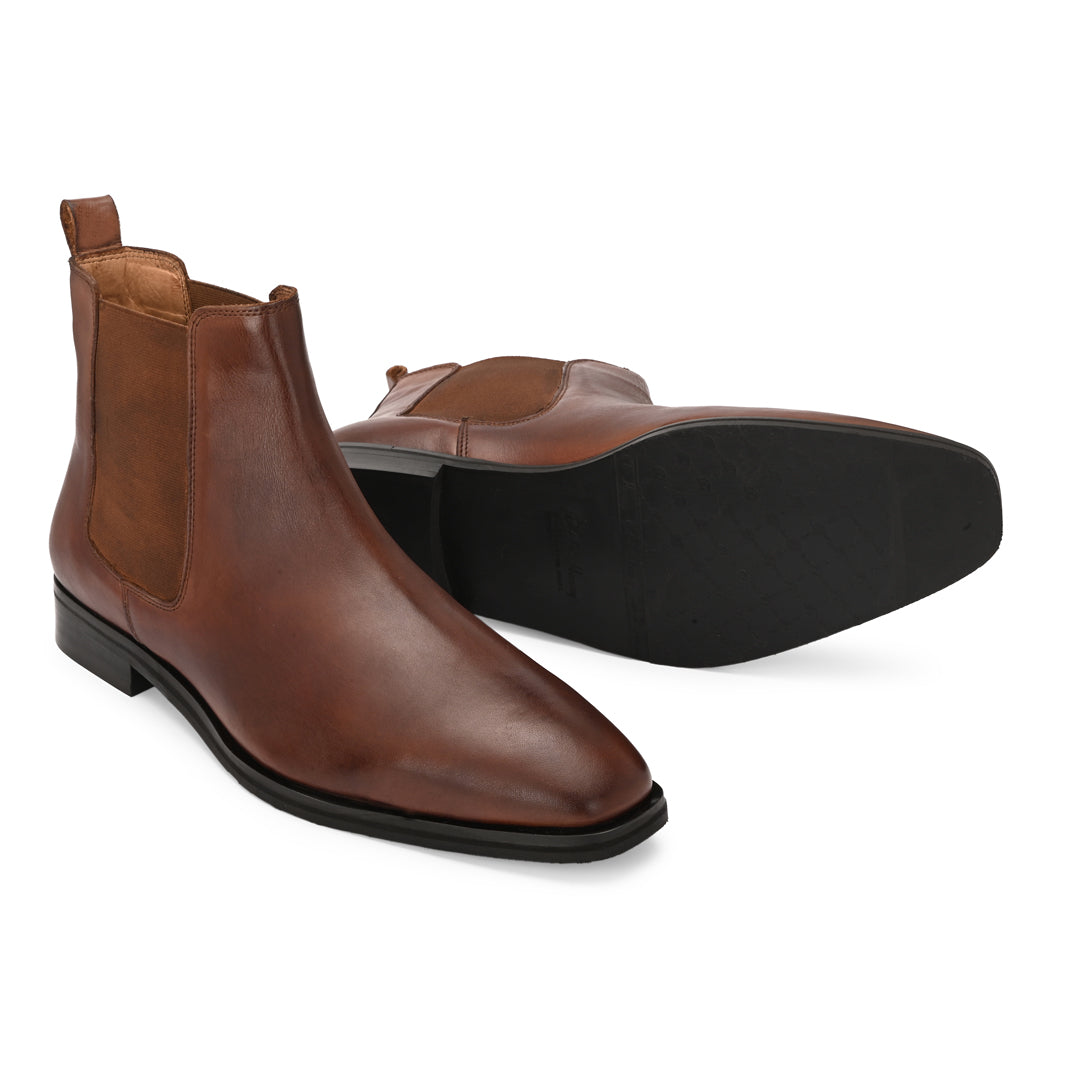 Handcrafted Elegance Tan Leather Chelsea Boots