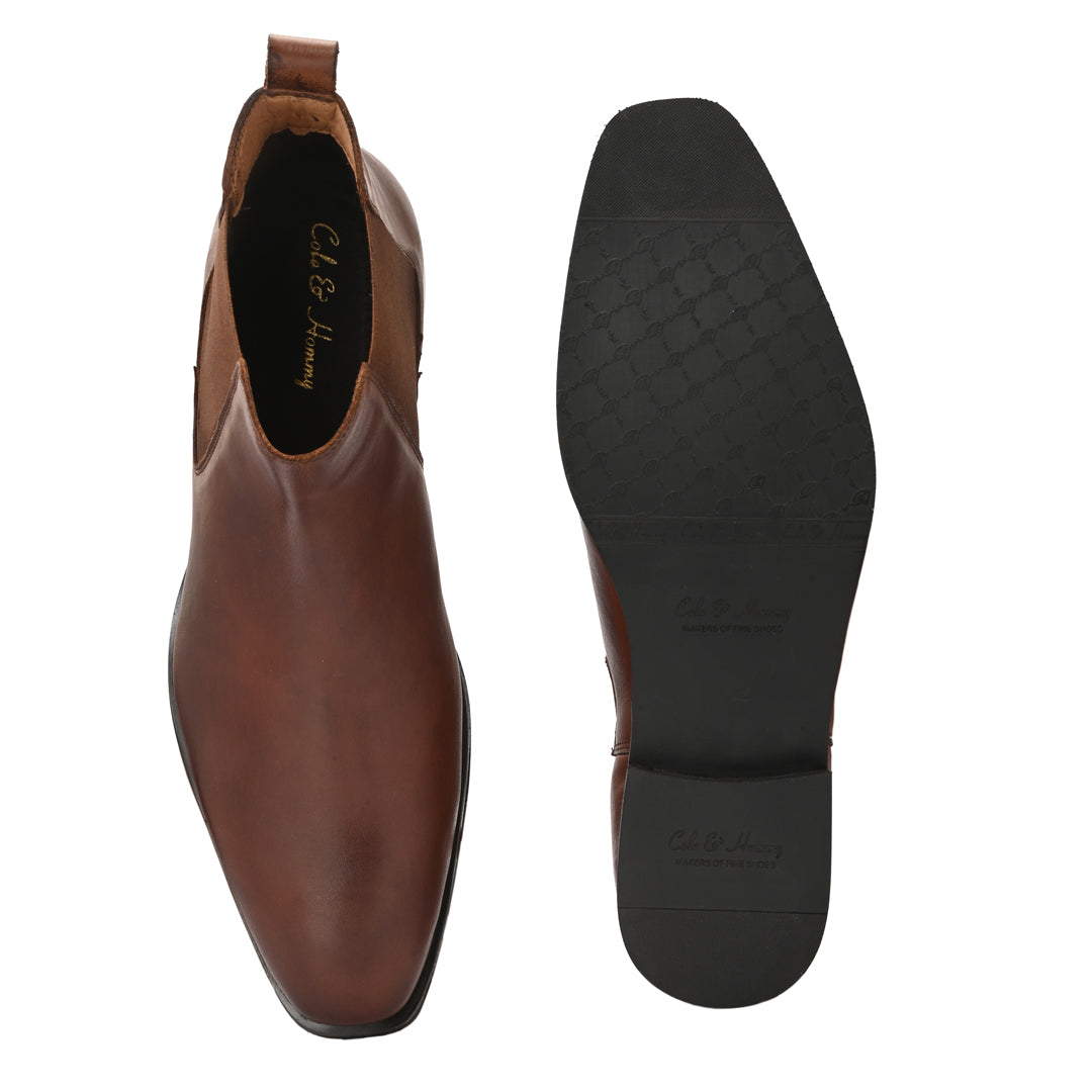 Handcrafted Elegance Tan Leather Chelsea Boots
