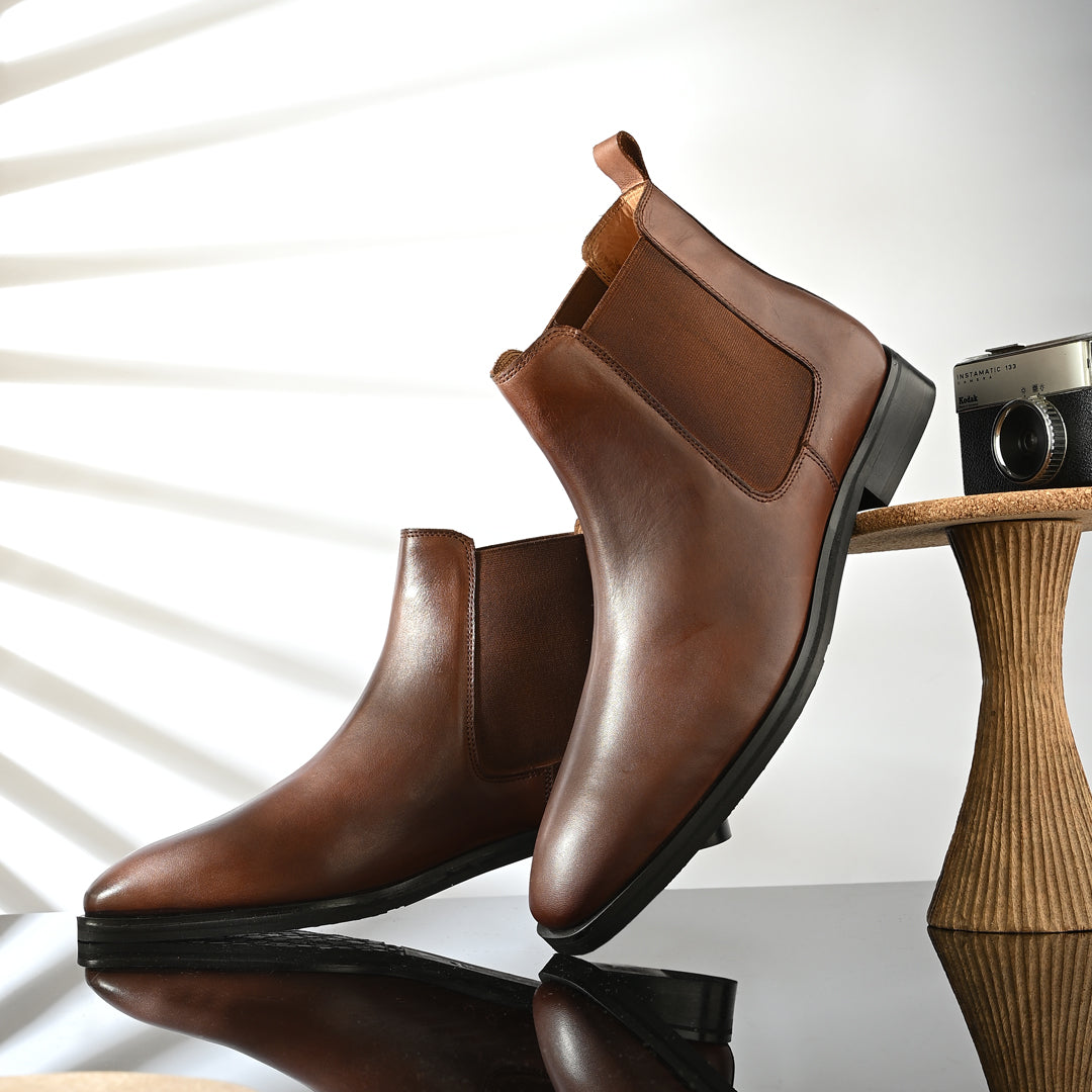Handcrafted Elegance Tan Leather Chelsea Boots