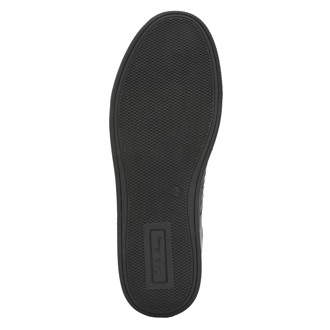 Sleek Black Leather Lace-Up Sneakers for Men