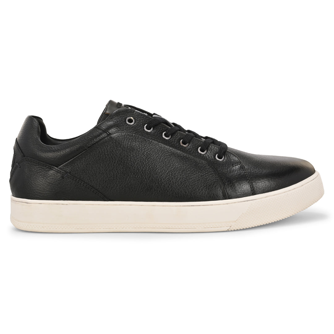 Stylish & Comfortable Casual Black Leather Sneakers for Men