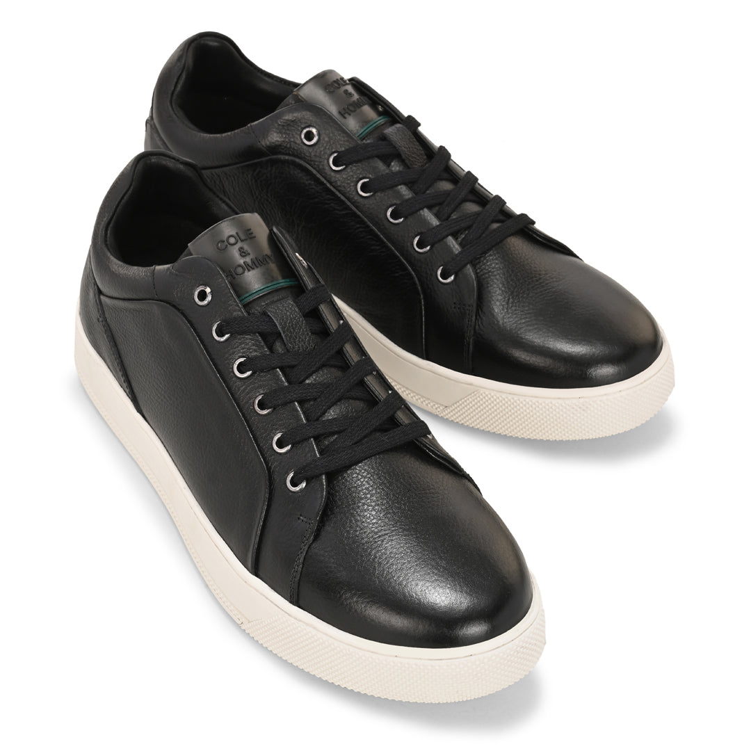 Stylish & Comfortable Casual Black Leather Sneakers for Men