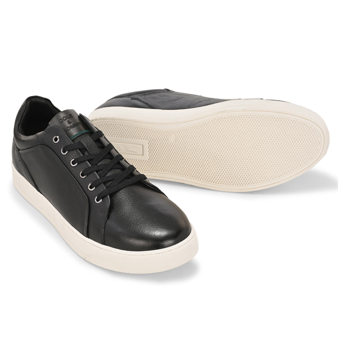 Stylish & Comfortable Casual Black Leather Sneakers for Men