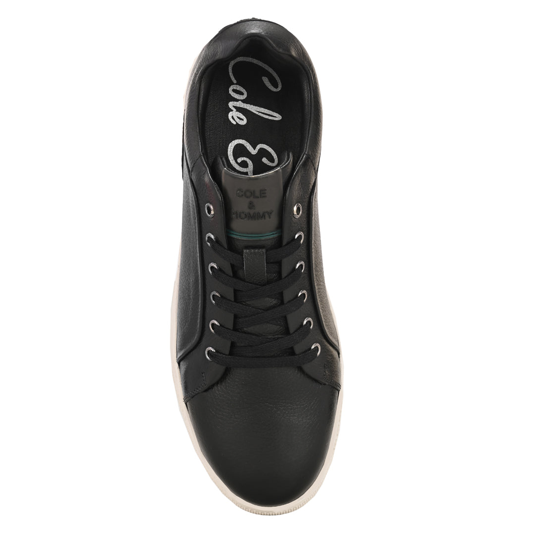 Stylish & Comfortable Casual Black Leather Sneakers for Men