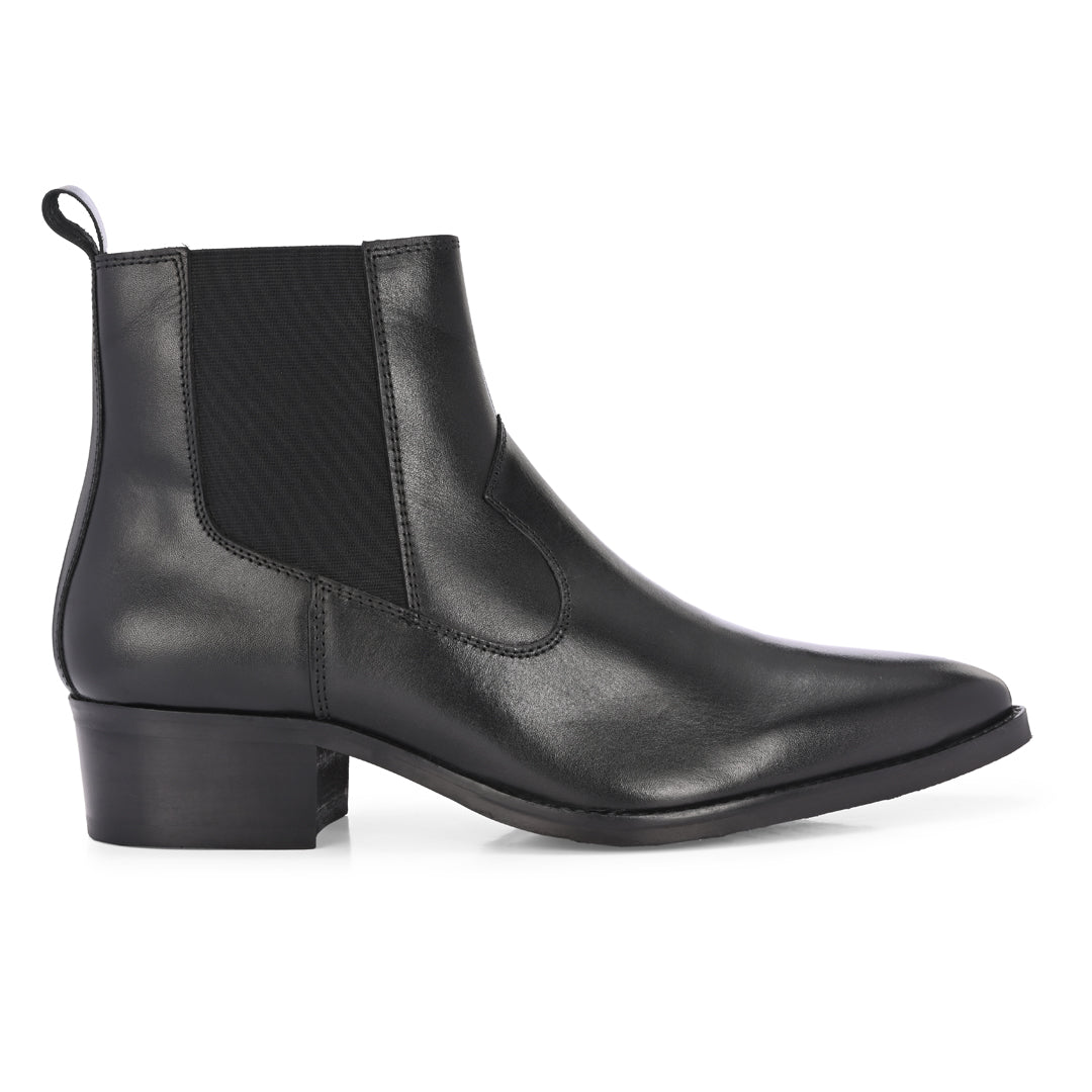 Premium Handmade Leather Black Cuban Heel Chelsea Boots