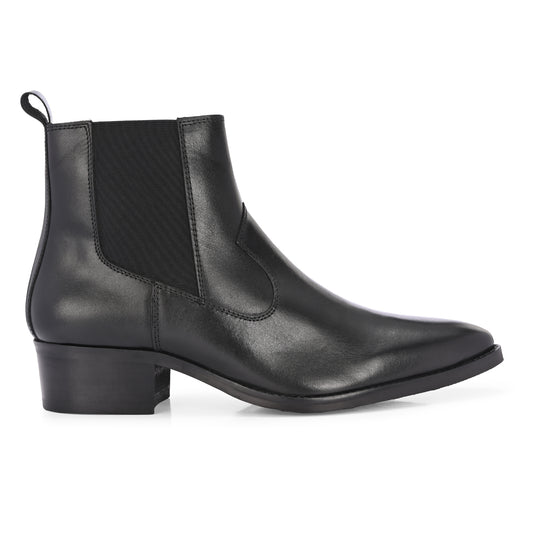 Premium Handmade Leather Black Cuban Heel Chelsea Boots