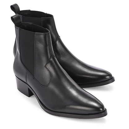 Premium Handmade Leather Black Cuban Heel Chelsea Boots