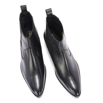 Premium Handmade Leather Black Cuban Heel Chelsea Boots