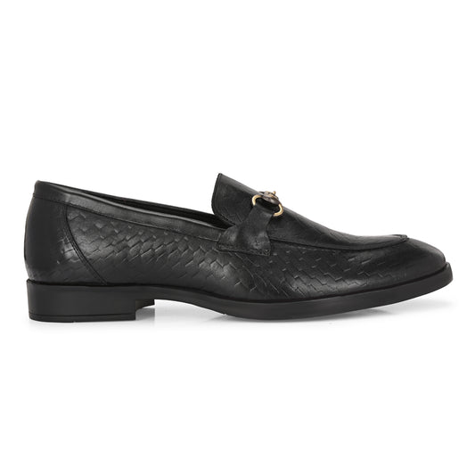 Black Crust Leather Moccasins for Men