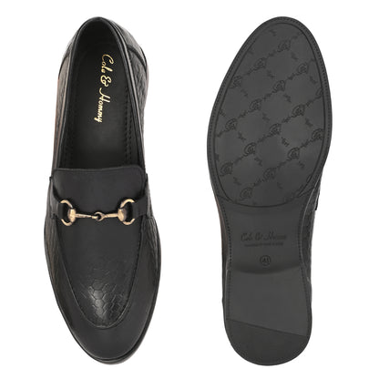 Black Crust Leather Moccasins for Men