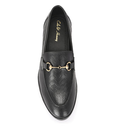 Black Crust Leather Moccasins for Men